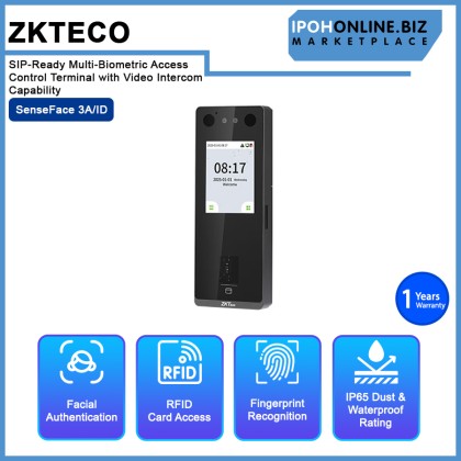 ZKTeco SENSEFACE 3A/ID Door Access System 1MP 2.8" TFT Color LED Screen Face, Fingerprint, RFID & Password Recognition